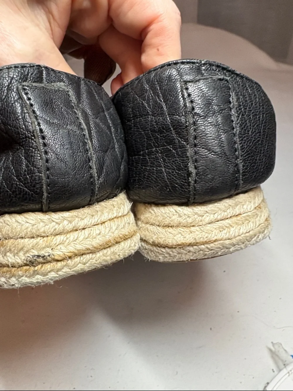 Free People Black Textured Leather Espadrille Size 36